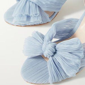 Camellia bow-embellished plissé-organza sandals